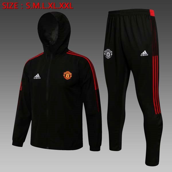 Windjacke Manchester United Komplett Set 2022 Schwarz